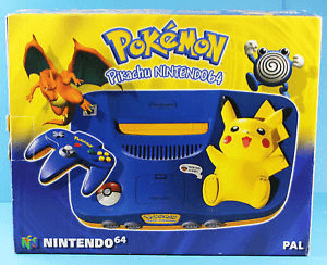Pikachu Blue Console box art for Nintendo 64